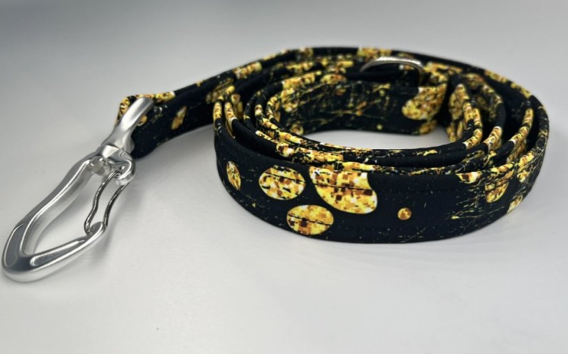 Klasické softshellové vodítko CITY gold paws - Šířka vodítka: 2 cm, Délka vodítka: 150 cm, Karabina: velká hliníková bez pojistky