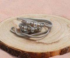 Výstavní vodítko pro psy Waradog Beads– šedé, s čirými korálky, nastavitelné