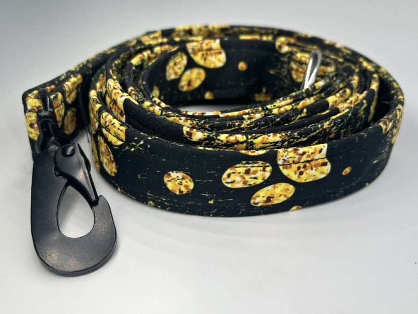 Klasické softshellové vodítko CITY gold paws - Šířka vodítka: 2 cm, Délka vodítka: 130 cm, Karabina: střední kovová černá